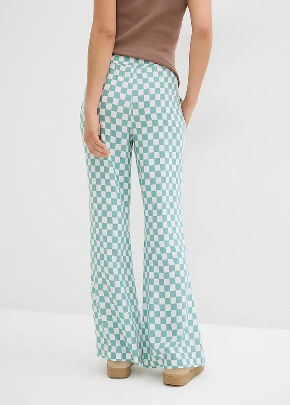 Pantalon ample &agrave; carreaux, en viscose fluide, bonprix