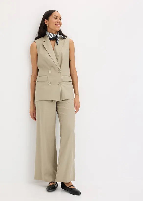 Blazer sans manches en lin m&eacute;lang&eacute;, bonprix