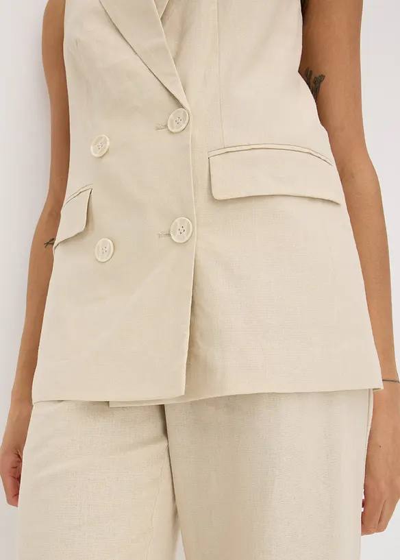 Blazer sans manches en lin mélangé, bonprix