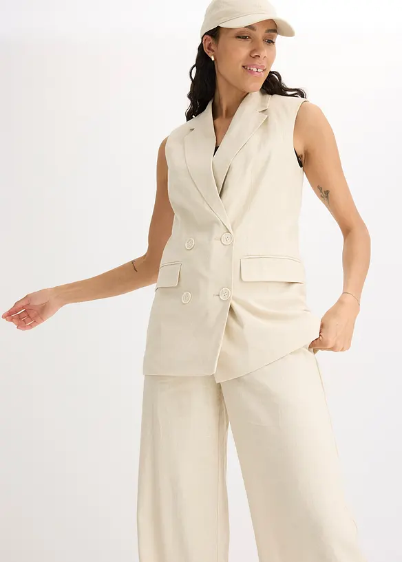 Blazer sans manches en lin mélangé, bonprix