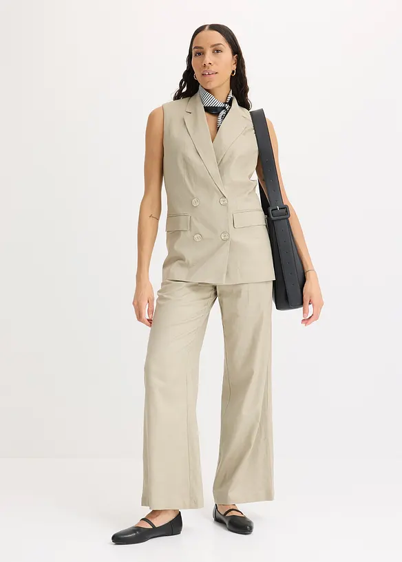 Blazer sans manches en lin m&eacute;lang&eacute;, bonprix