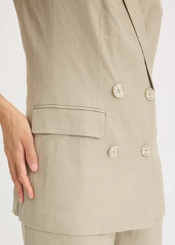 Blazer sans manches en lin m&eacute;lang&eacute;, bonprix