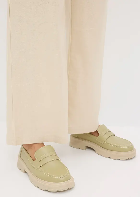 Pantalon palazzo en lin mélangé, bonprix