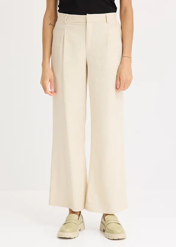 Pantalon palazzo en lin mélangé, bonprix