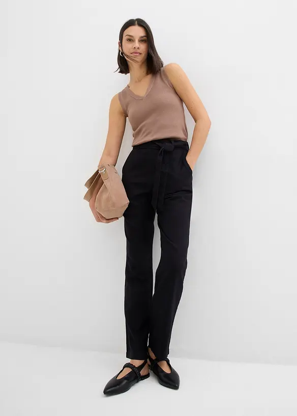 Pantalon taille élastiquée dans un léger mélange lin-viscose, bonprix
