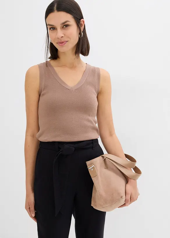 Pantalon taille élastiquée dans un léger mélange lin-viscose, bonprix