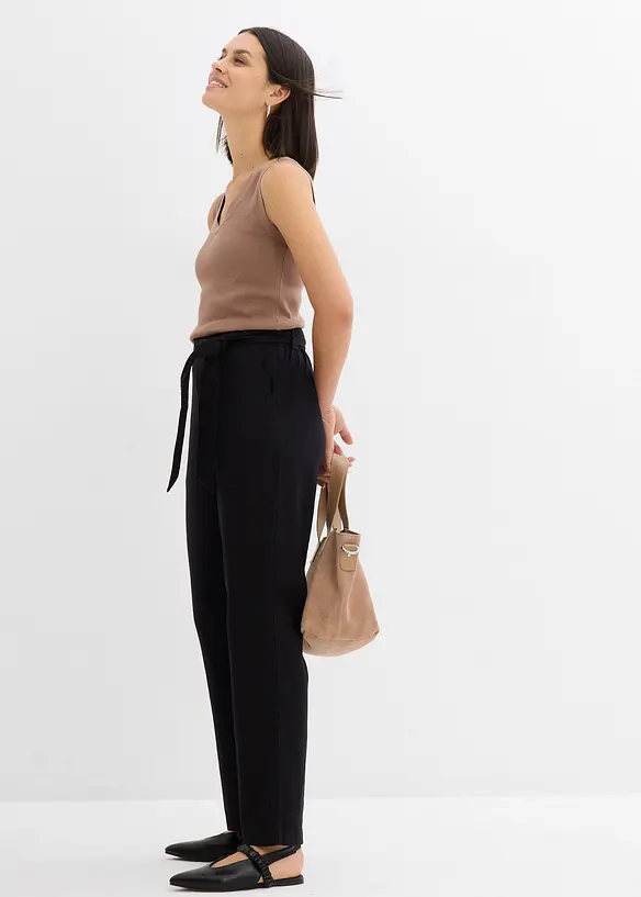 Pantalon taille élastiquée dans un léger mélange lin-viscose, bonprix