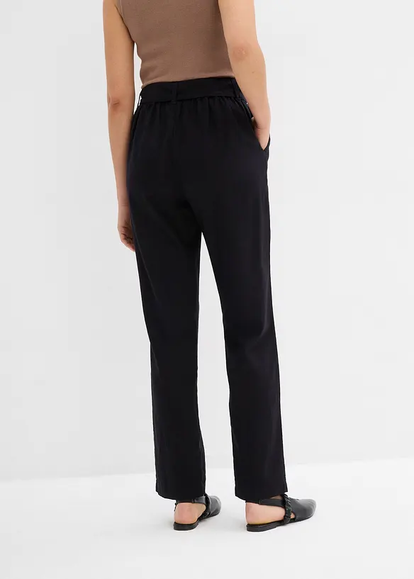 Pantalon taille élastiquée dans un léger mélange lin-viscose, bonprix