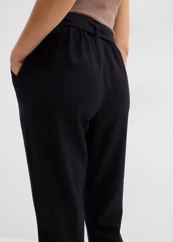 Pantalon taille élastiquée dans un léger mélange lin-viscose, bonprix