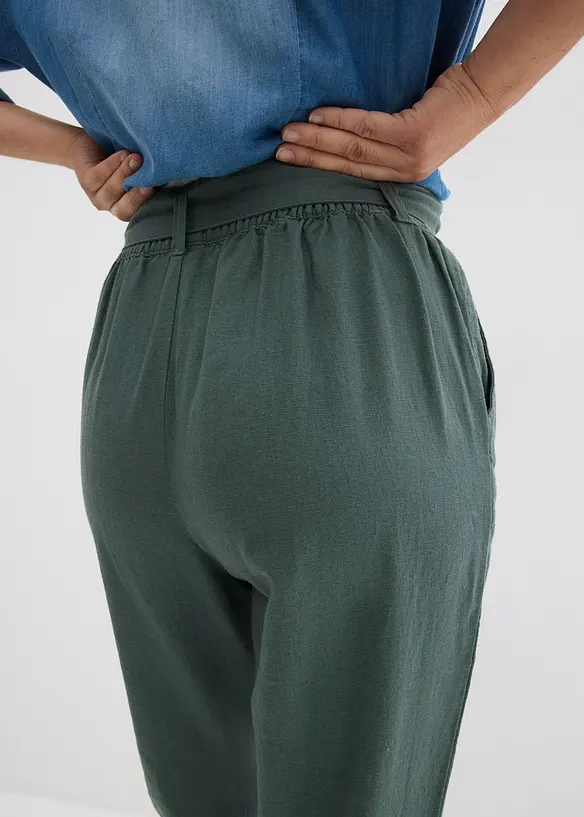 Pantalon taille élastiquée dans un léger mélange lin-viscose, bonprix