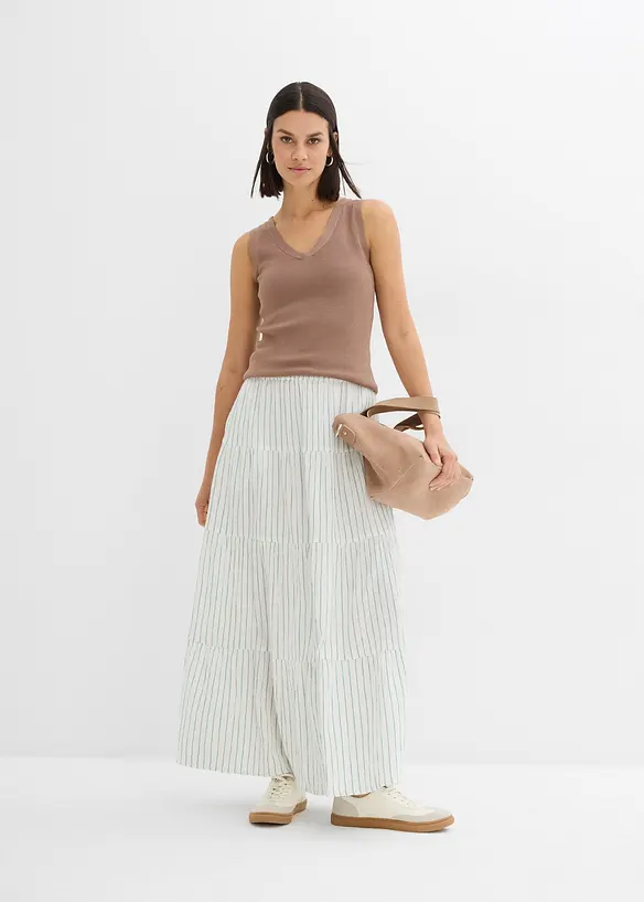 Jupe longue ray&eacute;e, 100% coton, bonprix