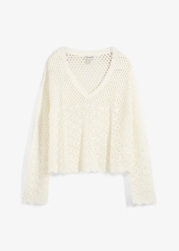 Pull l&eacute;ger en maille ajour&eacute;e, bonprix