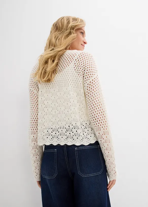 Pull l&eacute;ger en maille ajour&eacute;e, bonprix