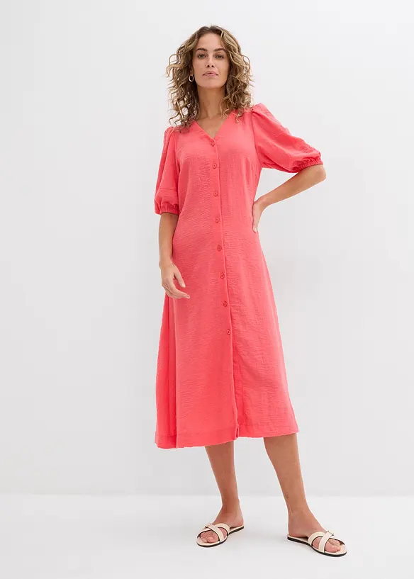 Robe midi évasée à manches bouffantes, bonprix