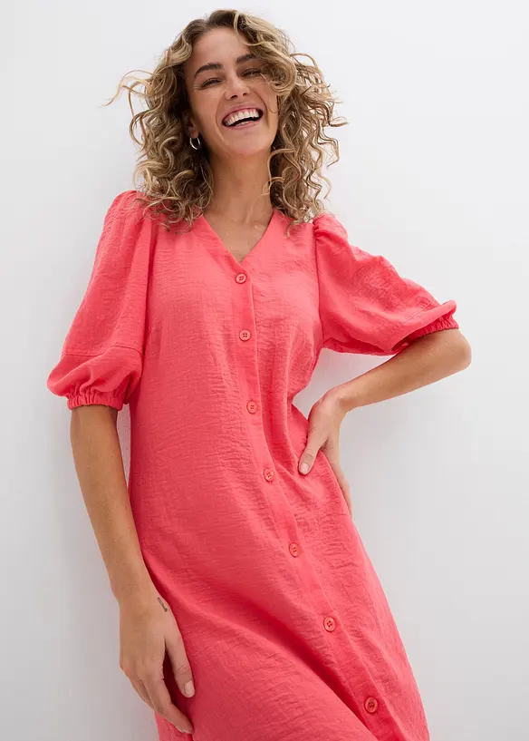 Robe midi évasée à manches bouffantes, bonprix