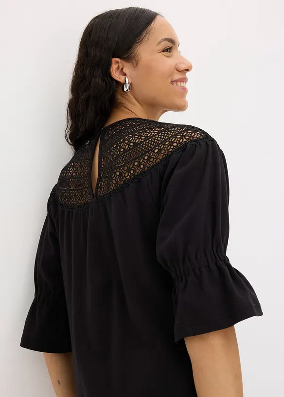 Robe en jersey avec dentelle au crochet, bonprix