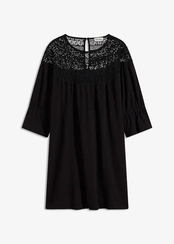Robe en jersey avec dentelle au crochet, bonprix