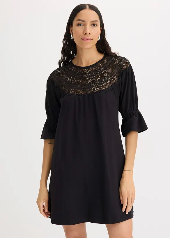 Robe en jersey avec dentelle au crochet, bonprix