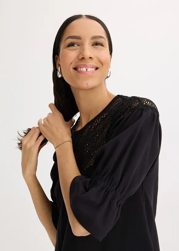 Robe en jersey avec dentelle au crochet, bonprix