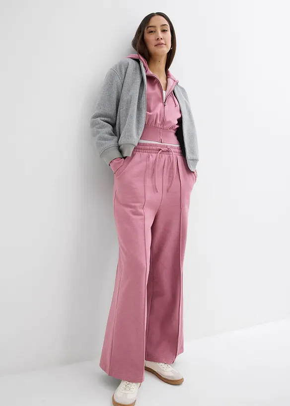 Sweat zippé à capuche en coton mélangé, cropped, bonprix