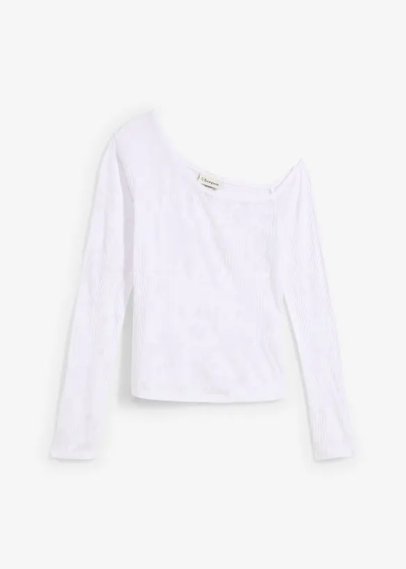 T-shirt à épaule dégagée aspect dévoré, bonprix