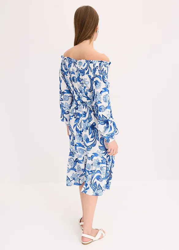 Robe à col Bardot en viscose texturée, bonprix