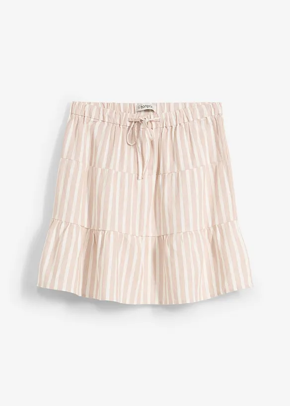 Jupe étagée et légère en lin mélangé, bonprix