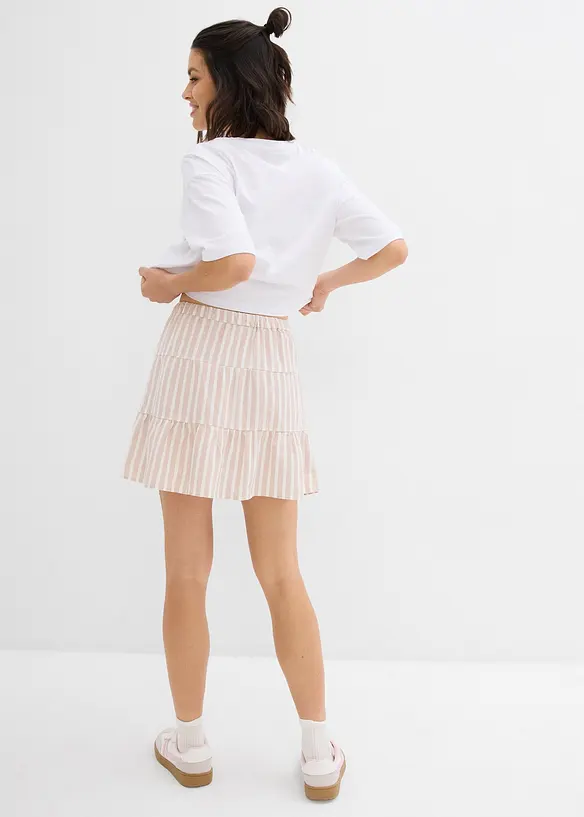 Jupe étagée et légère en lin mélangé, bonprix