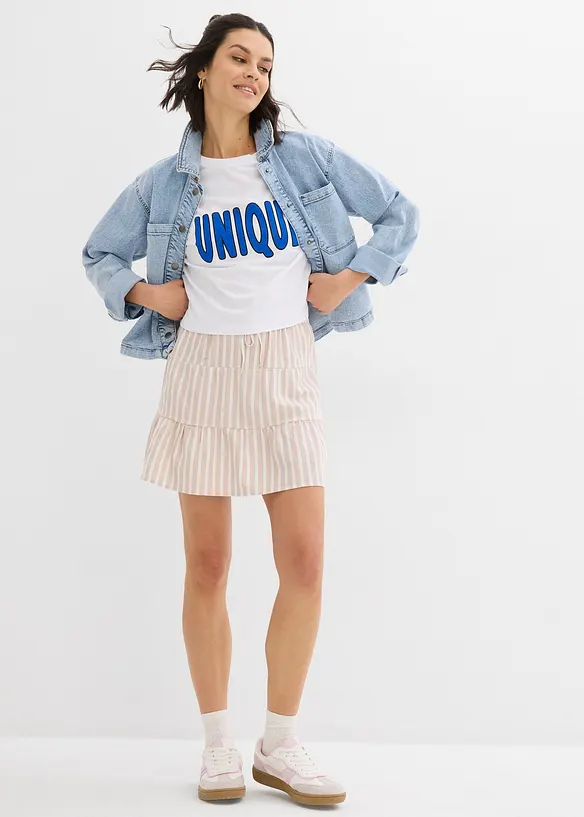 Jupe étagée et légère en lin mélangé, bonprix