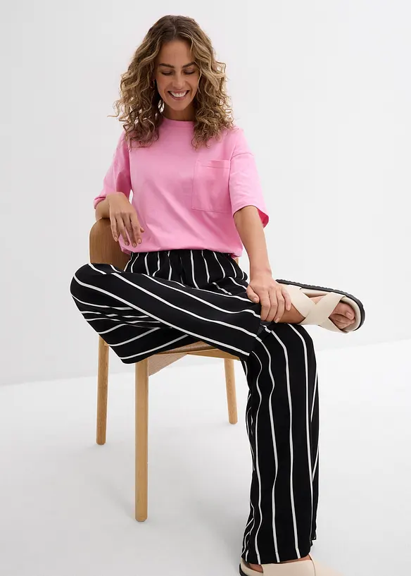 Pantalon large en crêpe léger, bonprix