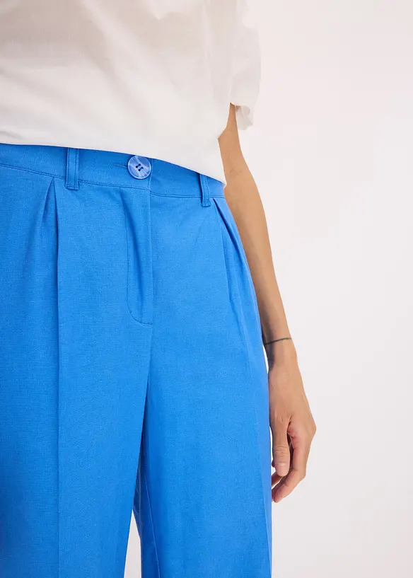 Pantalon palazzo en lin mélangé aérien, bonprix