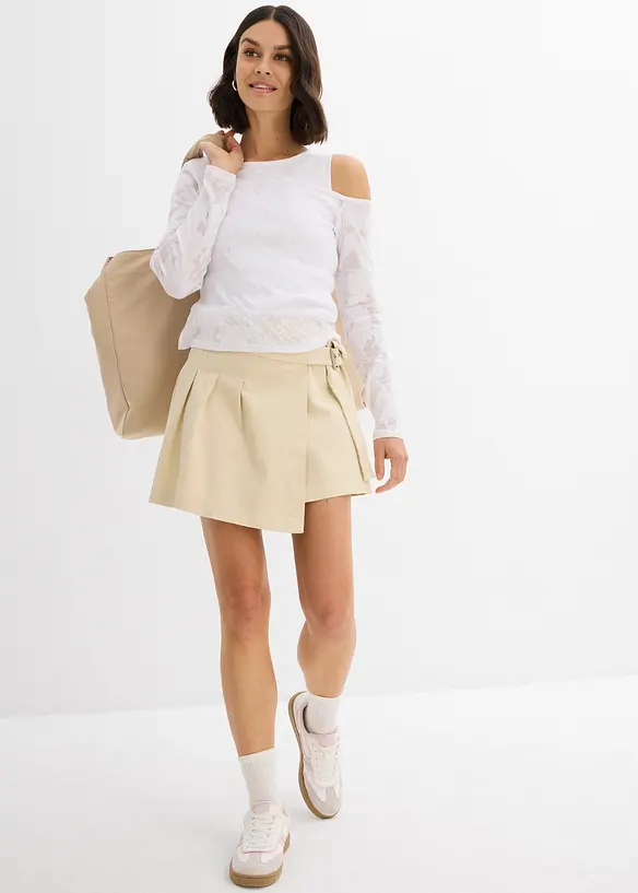 T-shirt à épaule dégagée aspect dévoré, bonprix