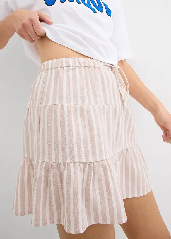 Jupe étagée et légère en lin mélangé, bonprix