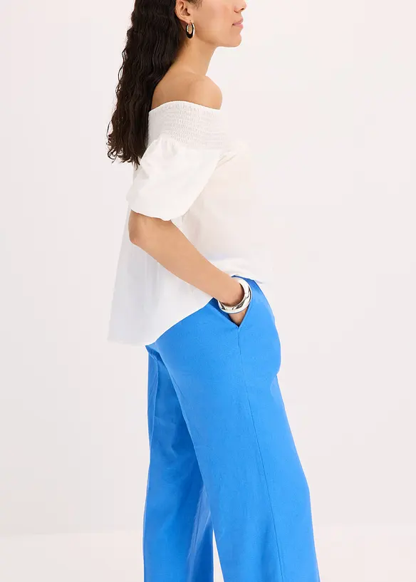 Pantalon palazzo en lin mélangé aérien, bonprix