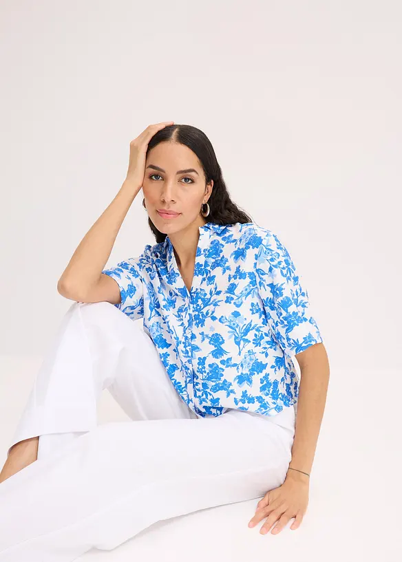 Pantalon palazzo en lin mélangé aérien, bonprix