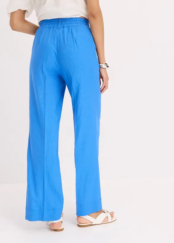 Pantalon palazzo en lin mélangé aérien, bonprix