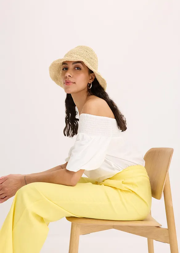 Pantalon palazzo en lin mélangé aérien, bonprix