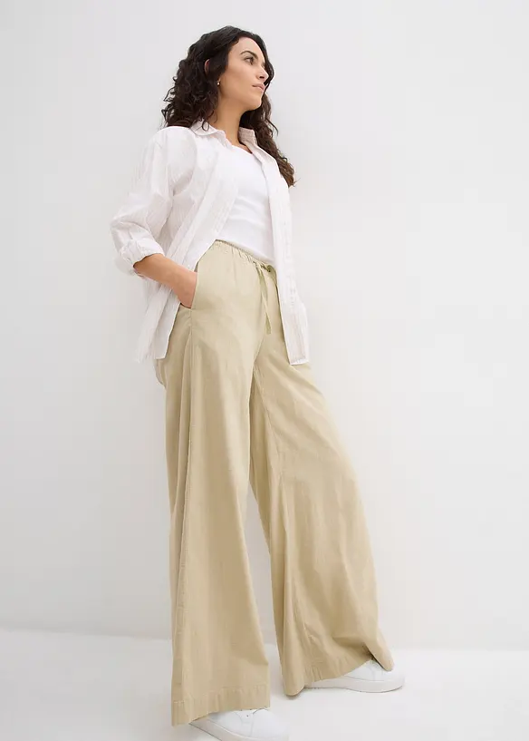 Pantalon palazzo 100% coton, bonprix