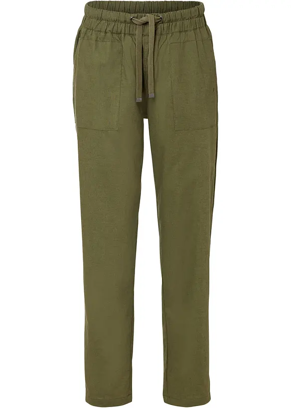 L&eacute;ger pantalon jogger en lin m&eacute;lang&eacute;, bonprix