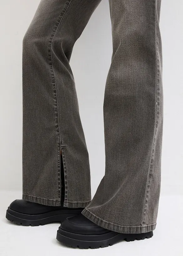 Jean droit, taille haute, fente, bonprix