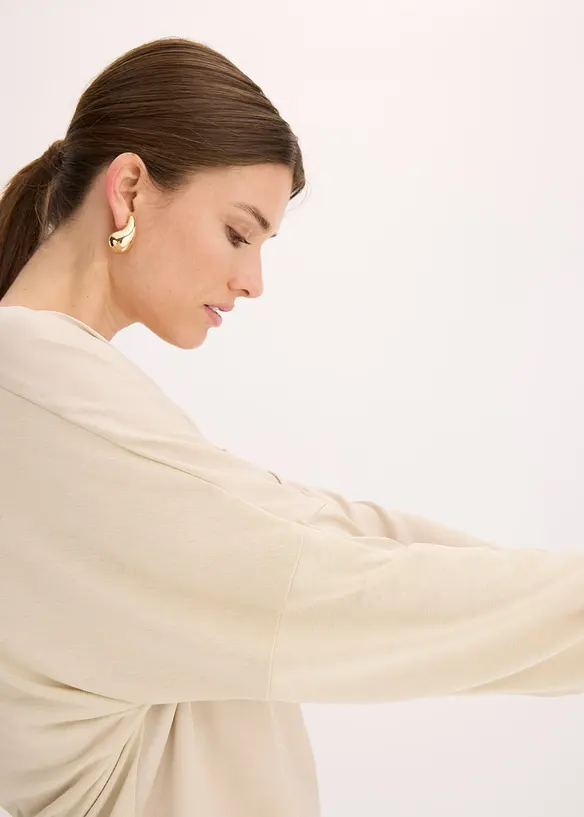 T-shirt à manches chauve-souris, empiècement en satin, bonprix