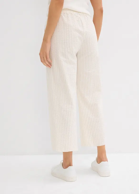 Pantalon palazzo en seersucker, longueur 7/8, bonprix