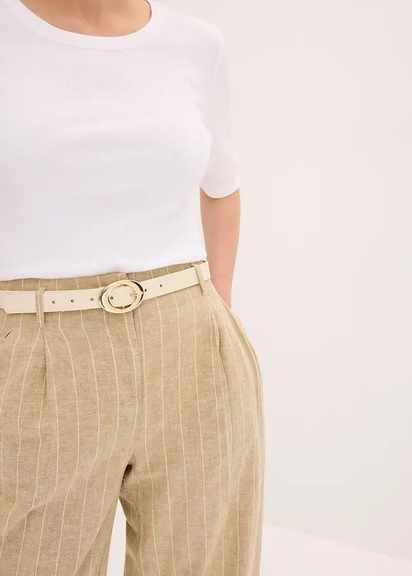 Pantalon à pinces en lin majoritaire, bonprix