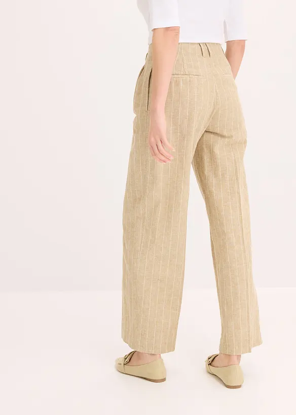Pantalon à pinces en lin majoritaire, bonprix