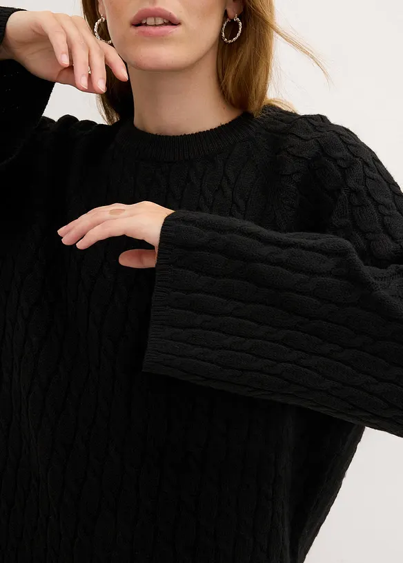 Pull oversize en maille torsadée, bonprix