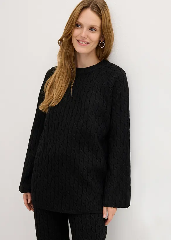 Pull oversize en maille torsadée, bonprix