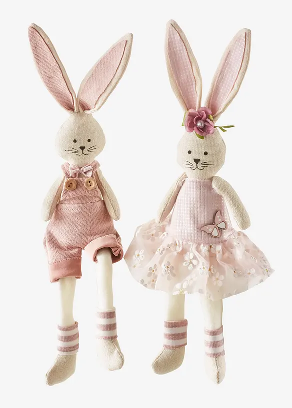 Lot de 2 figurines d&eacute;co lapins, bonprix