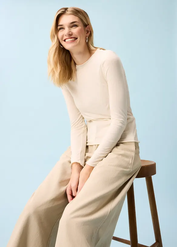 T-shirt manches longues en mati&egrave;re douce, bonprix