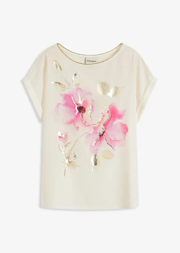 T-shirt à empiècement tissé, bonprix