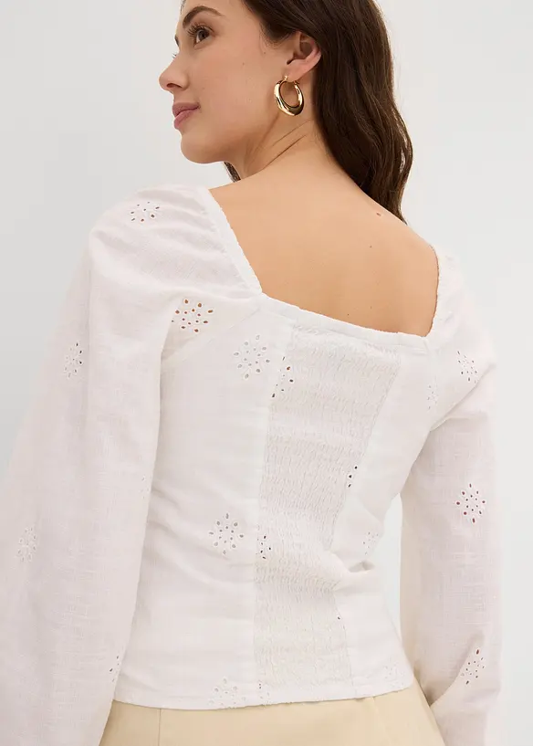 Blouse à broderie anglaise, 100% coton, bonprix